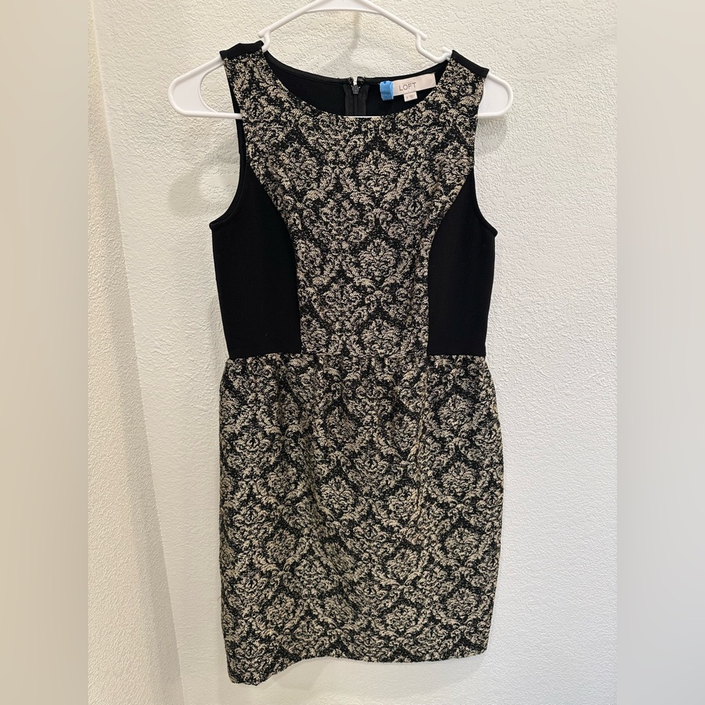 Ann Taylor LOFT Black and Gold Mini Dress